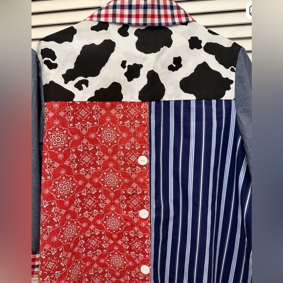 Colorful Patchwork Button-Up Shirt - Picture 3 of 5